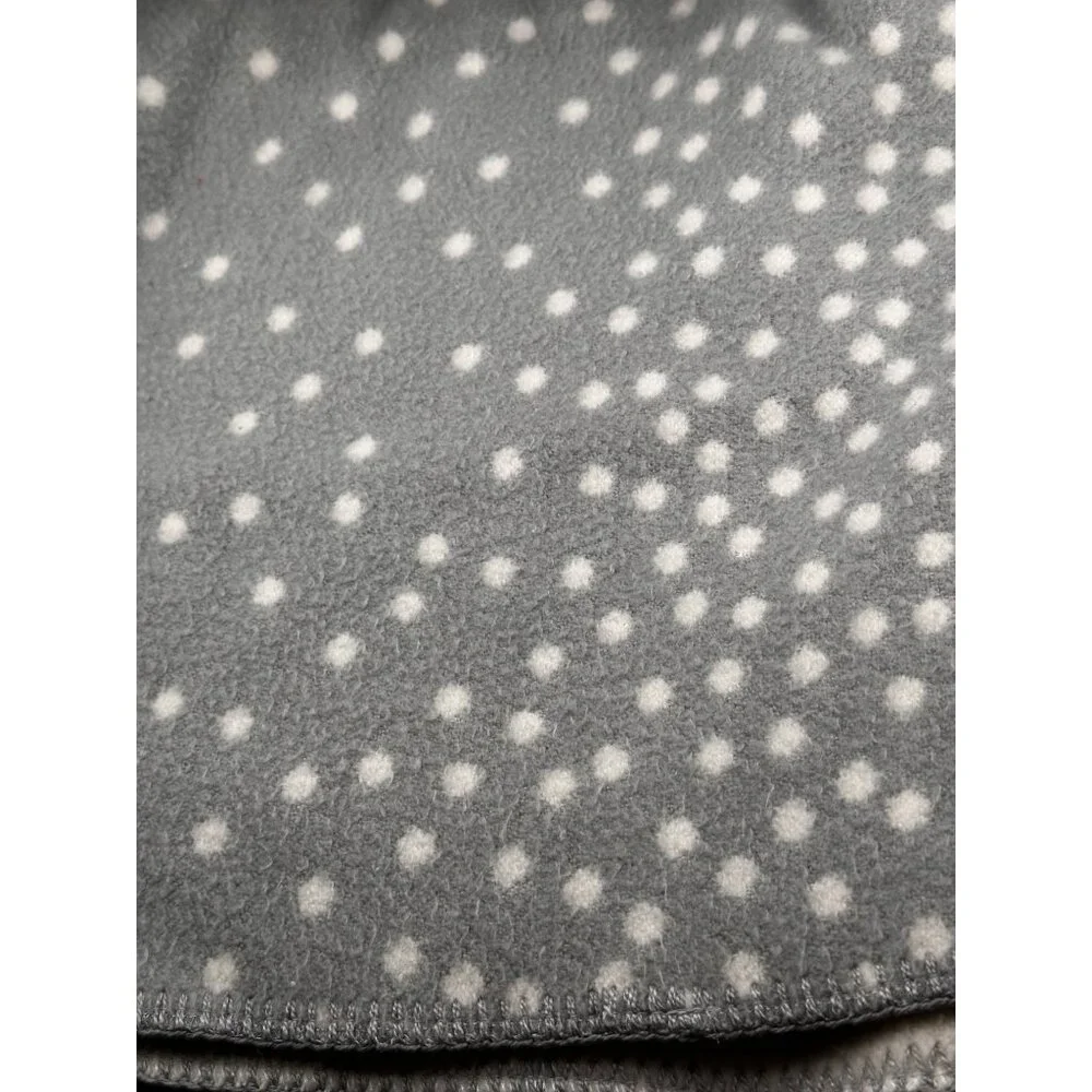 Pottery Barn Kids acrylic reversible grey white polka dots baby security blanket